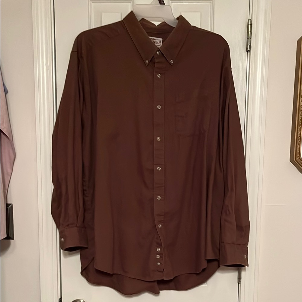 Wrangler 100% Cotton Brown Button Down Shirt